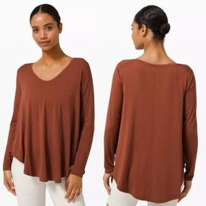 Lululemon Up for Down Time Butter soft Long Sleeve Shirt dark terracotta brown 6